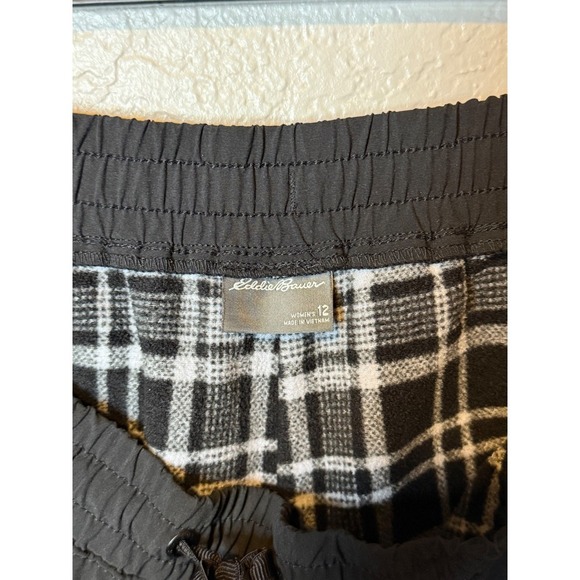 Eddie Bauer Women's Black Fleece Lined Snow Pants Drawstring Pockets Size 12 - Picture 3 of 4